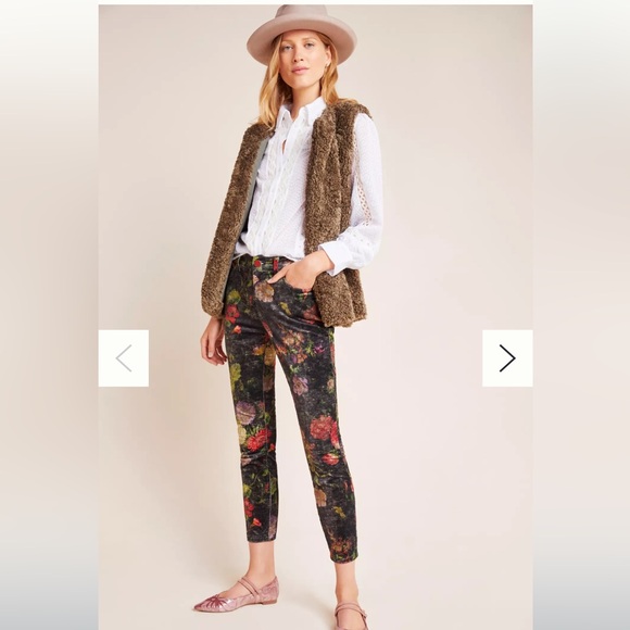 Pilcro Pants - Pilcro Black Floral velvet Cropped Skinny Pants
